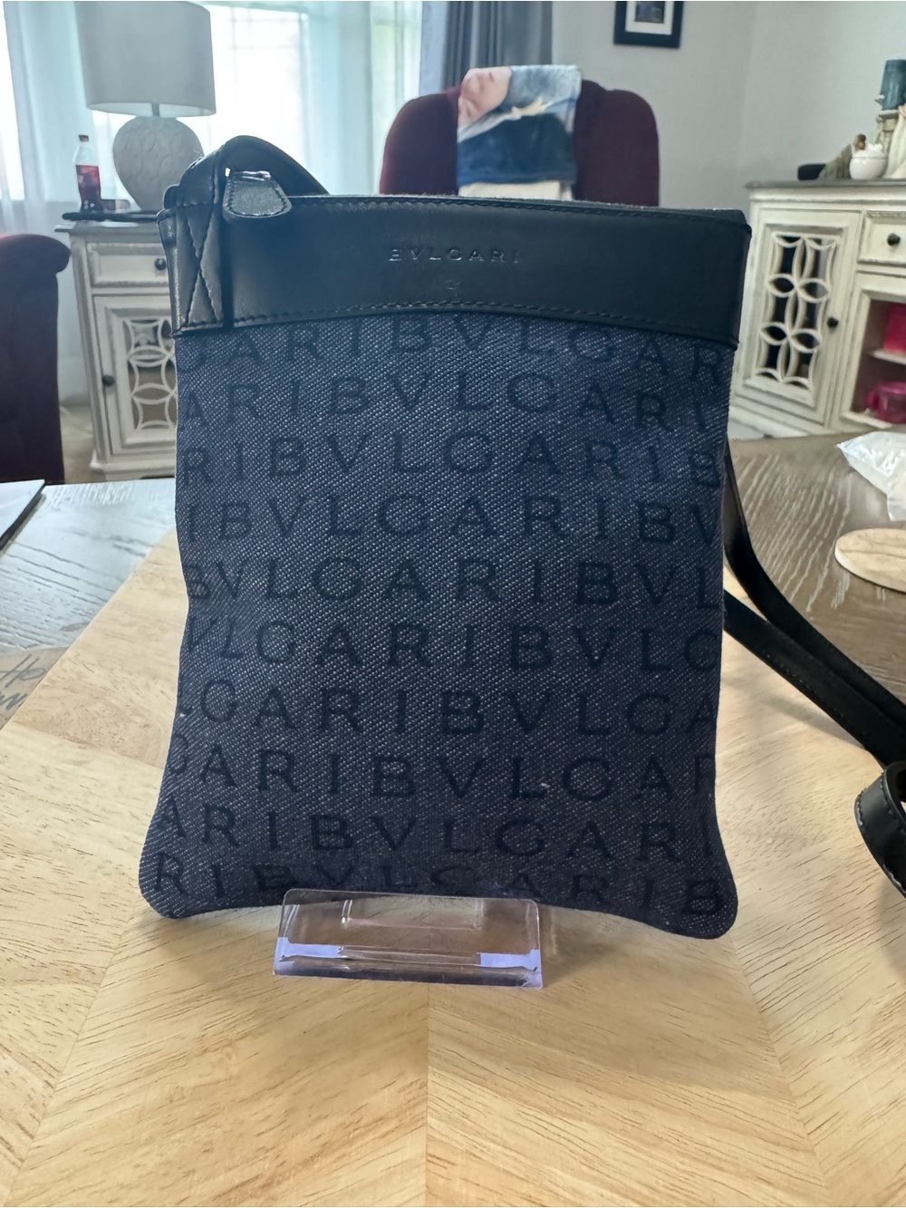 Bulgari Navy and Black Jacquard Crossbody